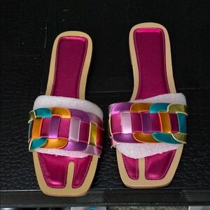 Colorful Woven Slide Sandals